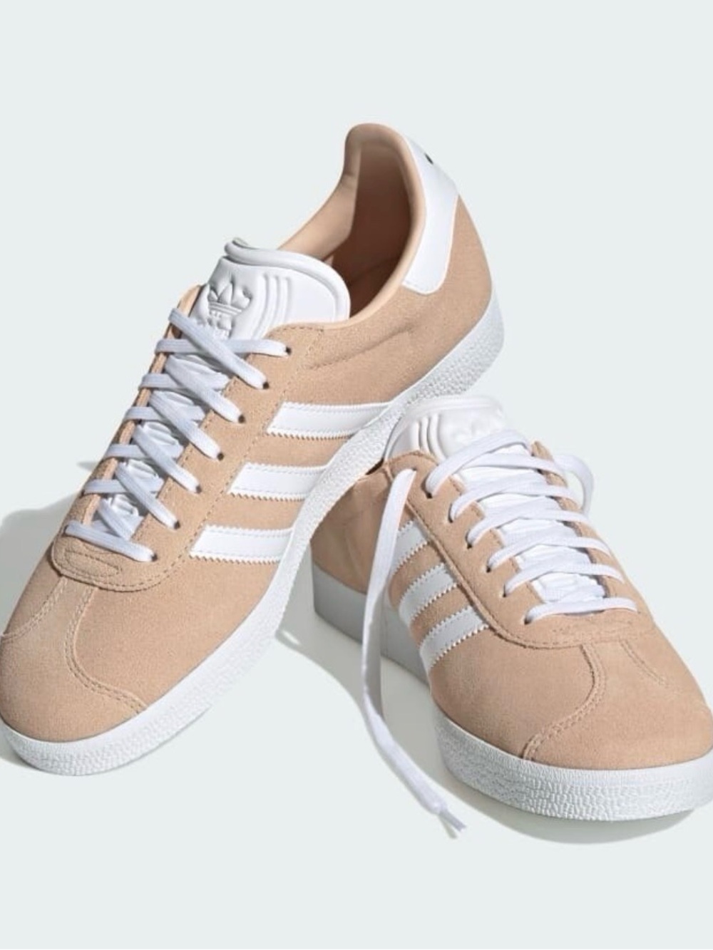 adidas Womens Suede Sneakers in tan and White